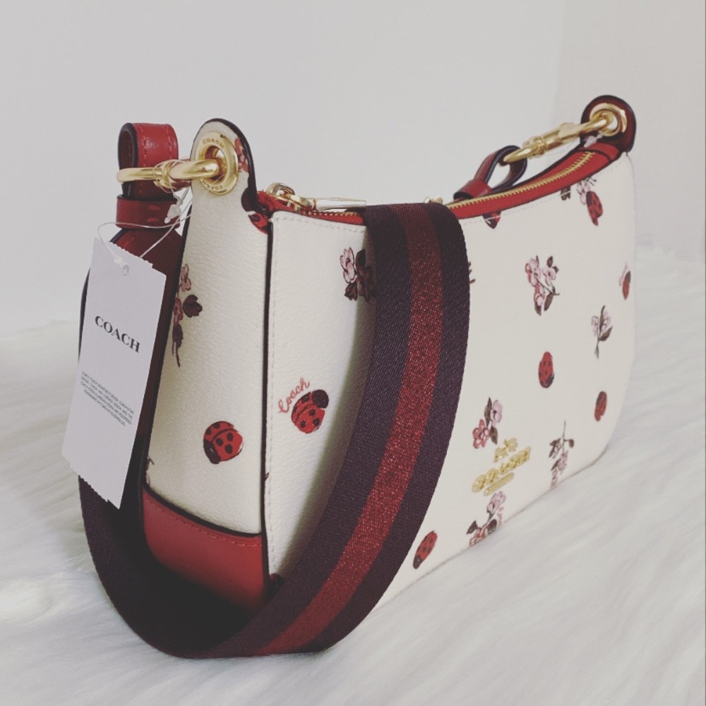 NWT💃Coach Jes Baguette Crossbody Bag With Ladybug Floral Print - Picture 6 of 12